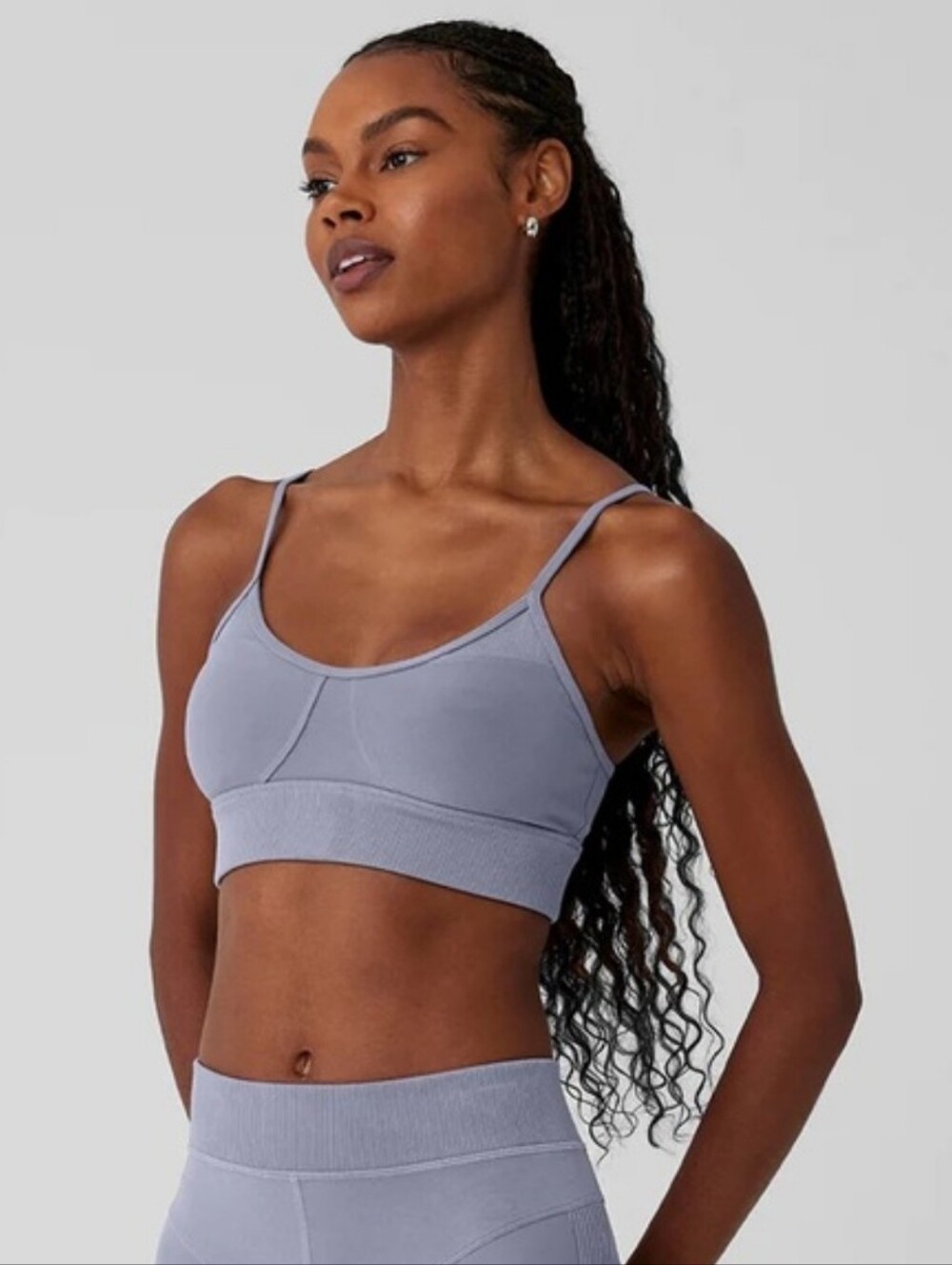 Alo Yoga Alosoft Head Start Bra Sz Medium Fog Grey